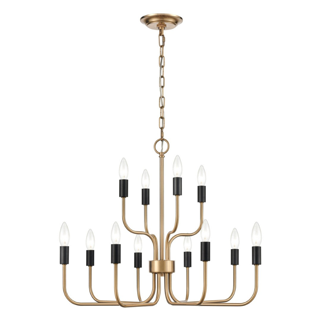 Epping Avenue 12-Light Chandelier - Luxurious Aged Brass With Modern B