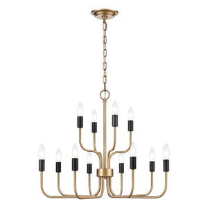 Atlas Epping Avenue 12-Light Chandelier - Luxurious Aged Brass with Modern Black Accents for Any Space CL11164-BS