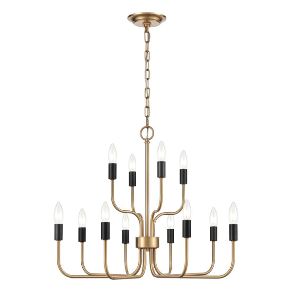 Atlas Epping Avenue 12-Light Chandelier - Luxurious Aged Brass with Modern Black Accents for Any Space CL11164-BS