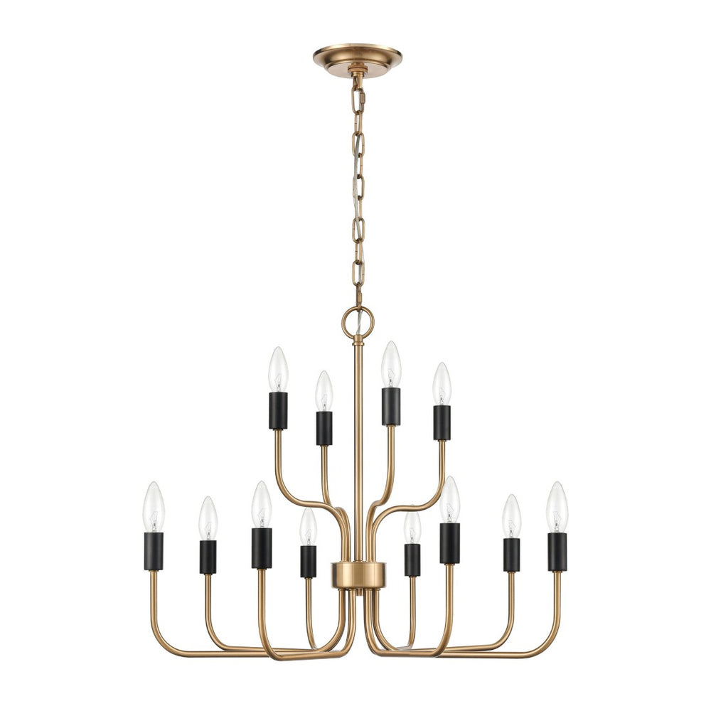 Atlas Epping Avenue 12-Light Chandelier - Luxurious Aged Brass with Modern Black Accents for Any Space CL11164-BS