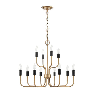 Atlas Epping Avenue 12-Light Chandelier - Luxurious Aged Brass with Modern Black Accents for Any Space CL11164-BS