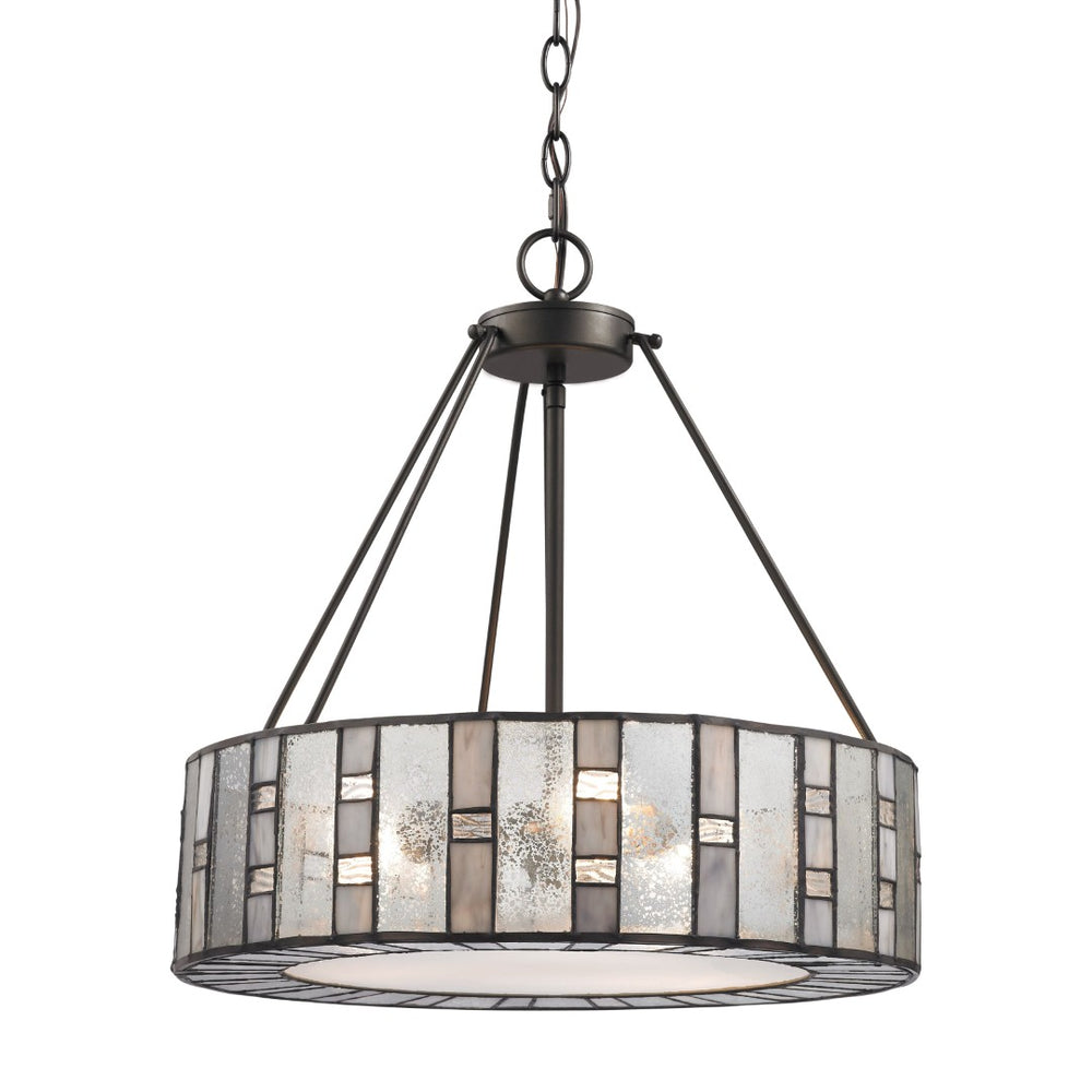 Atlas Ethan 18'' Wide 3-Light Mid-Century Tiffany Chandelier in Bronze – Elegant Mosaic Lighting Fixture CL11165-BZ