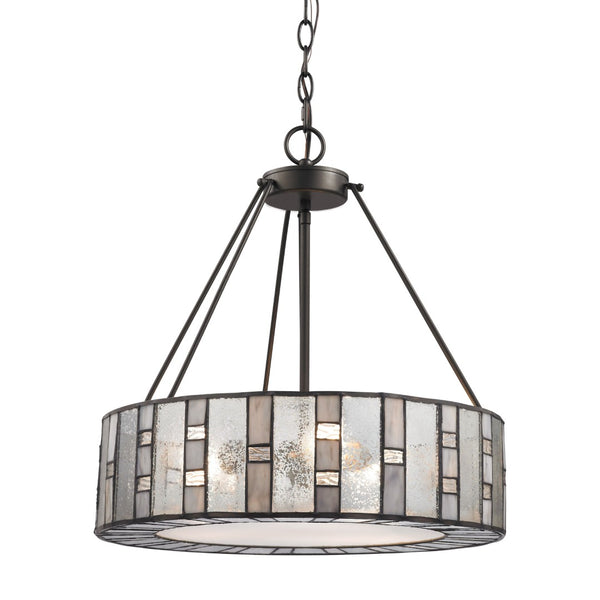 Atlas Ethan 18'' Wide 3-Light Mid-Century Tiffany Chandelier in Bronze – Elegant Mosaic Lighting Fixture CL11165-BZ