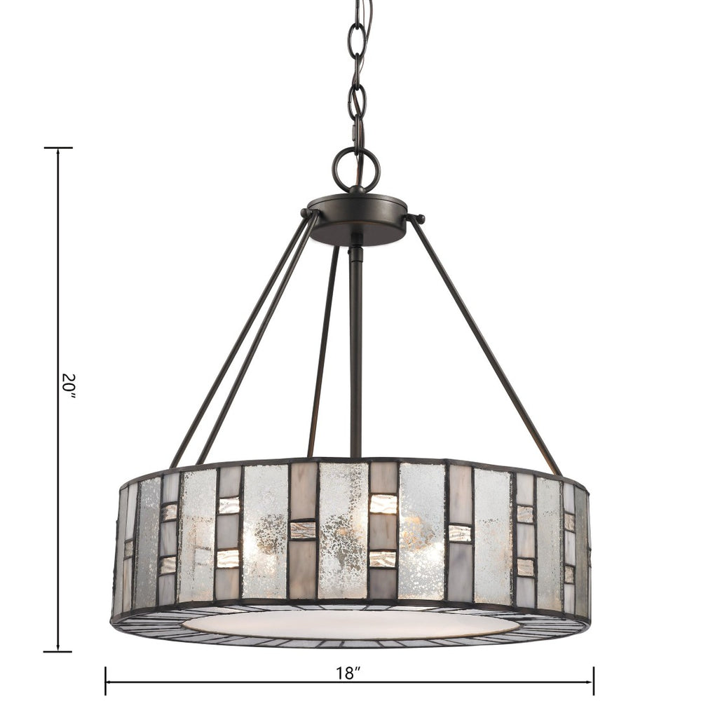 Atlas Ethan 18'' Wide 3-Light Mid-Century Tiffany Chandelier in Bronze – Elegant Mosaic Lighting Fixture CL11165-BZ