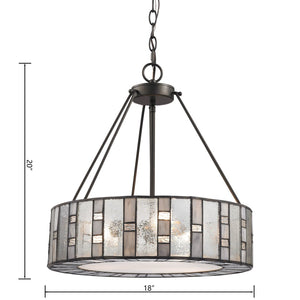 Atlas Ethan 18'' Wide 3-Light Mid-Century Tiffany Chandelier in Bronze – Elegant Mosaic Lighting Fixture CL11165-BZ