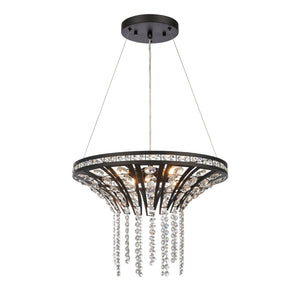 Atlas Fantania Contemporary 4-Light Chandelier with Cascading Crystals for Modern Glamour in Any Room Matte Black 18'' CL11167-BK