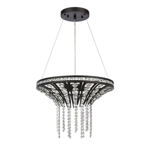Atlas Fantania Contemporary 4-Light Chandelier with Cascading Crystals for Modern Glamour in Any Room Matte Black 18'' CL11167-BK