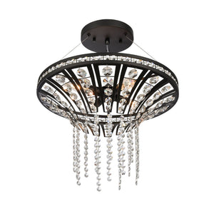 Atlas Fantania Contemporary 4-Light Chandelier with Cascading Crystals for Modern Glamour in Any Room Matte Black 18'' CL11167-BK