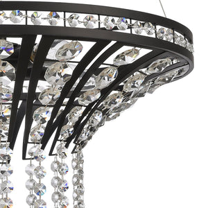 Atlas Fantania Contemporary 4-Light Chandelier with Cascading Crystals for Modern Glamour in Any Room Matte Black 18'' CL11167-BK
