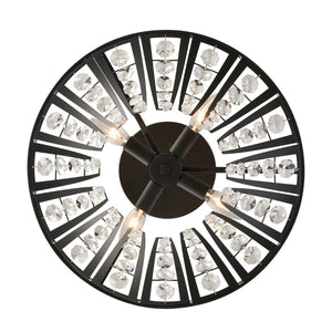 Atlas Fantania Contemporary 4-Light Chandelier with Cascading Crystals for Modern Glamour in Any Room Matte Black 18'' CL11167-BK