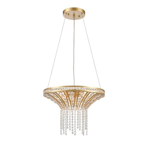 Atlas Fantania Contemporary 4-Light Chandelier with Cascading Crystals for Modern Glamour in Any Room Champagne Gold 18'' CL11167-GD