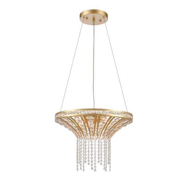 Atlas Fantania Contemporary 4-Light Chandelier with Cascading Crystals for Modern Glamour in Any Room Champagne Gold 18'' CL11167-GD