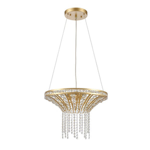 Atlas Fantania Contemporary 4-Light Chandelier with Cascading Crystals for Modern Glamour in Any Room Champagne Gold 18'' CL11167-GD