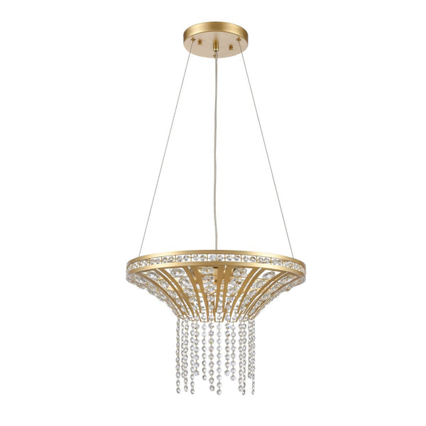 Atlas Fantania Contemporary 4-Light Chandelier with Cascading Crystals for Modern Glamour in Any Room Champagne Gold 18'' CL11167-GD