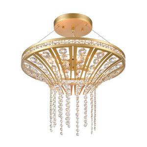 Atlas Fantania Contemporary 4-Light Chandelier with Cascading Crystals for Modern Glamour in Any Room Champagne Gold 18'' CL11167-GD