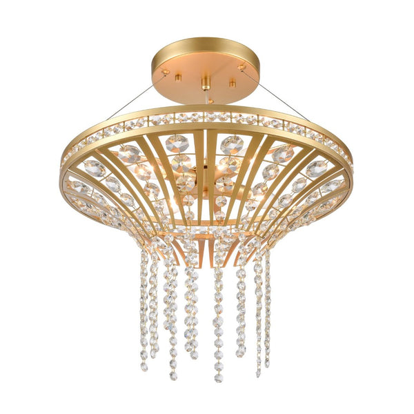 Atlas Fantania Contemporary 4-Light Chandelier with Cascading Crystals for Modern Glamour in Any Room Champagne Gold 18'' CL11167-GD