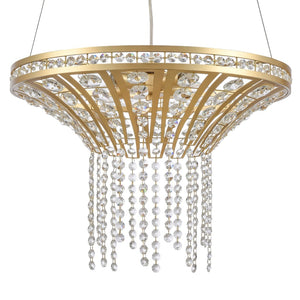 Atlas Fantania Contemporary 4-Light Chandelier with Cascading Crystals for Modern Glamour in Any Room Champagne Gold 18'' CL11167-GD