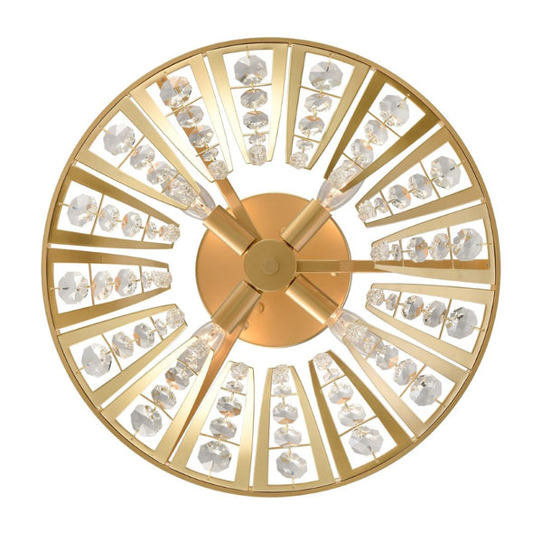 Atlas Fantania Contemporary 4-Light Chandelier with Cascading Crystals for Modern Glamour in Any Room Champagne Gold 18'' CL11167-GD