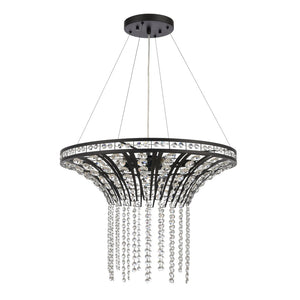 Atlas Fantania Contemporary 4-Light Chandelier with Cascading Crystals for Modern Glamour in Any Room Matte Black 24'' CL11168-BK