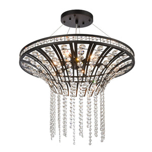 Atlas Fantania Contemporary 4-Light Chandelier with Cascading Crystals for Modern Glamour in Any Room Matte Black 24'' CL11168-BK