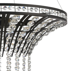 Atlas Fantania Contemporary 4-Light Chandelier with Cascading Crystals for Modern Glamour in Any Room Matte Black 24'' CL11168-BK