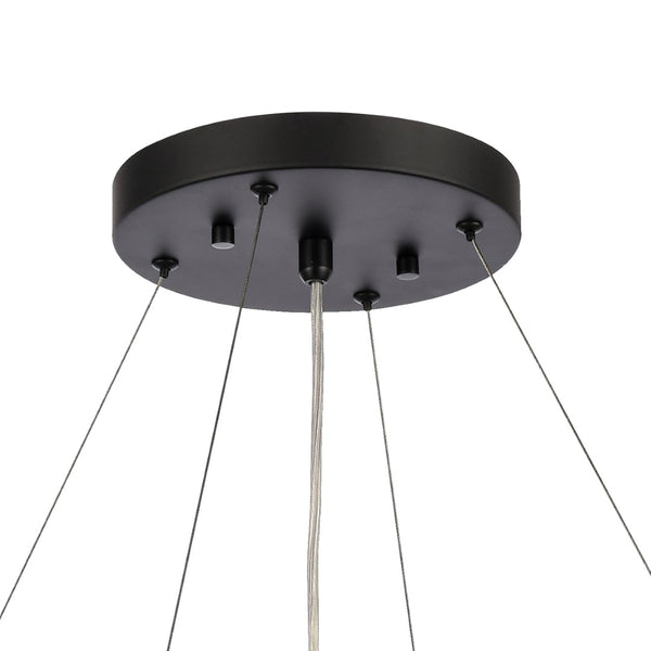 Atlas Fantania Contemporary 4-Light Chandelier with Cascading Crystals for Modern Glamour in Any Room Matte Black 24'' CL11168-BK