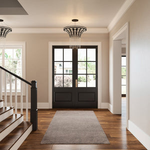 Atlas Fantania Contemporary 4-Light Chandelier with Cascading Crystals for Modern Glamour in Any Room Matte Black 24'' CL11168-BK