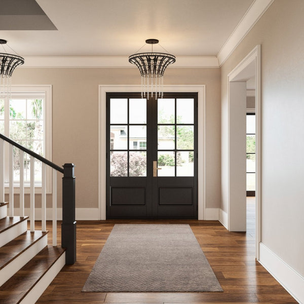 Atlas Fantania Contemporary 4-Light Chandelier with Cascading Crystals for Modern Glamour in Any Room Matte Black 24'' CL11168-BK