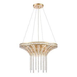 Atlas Fantania Contemporary 4-Light Chandelier with Cascading Crystals for Modern Glamour in Any Room Champagne Gold 24'' CL11168-GD