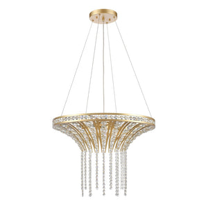 Atlas Fantania Contemporary 4-Light Chandelier with Cascading Crystals for Modern Glamour in Any Room Champagne Gold 24'' CL11168-GD