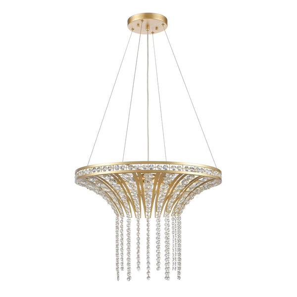 Atlas Fantania Contemporary 4-Light Chandelier with Cascading Crystals for Modern Glamour in Any Room Champagne Gold 24'' CL11168-GD