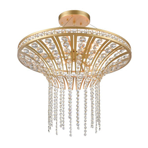 Atlas Fantania Contemporary 4-Light Chandelier with Cascading Crystals for Modern Glamour in Any Room Champagne Gold 24'' CL11168-GD