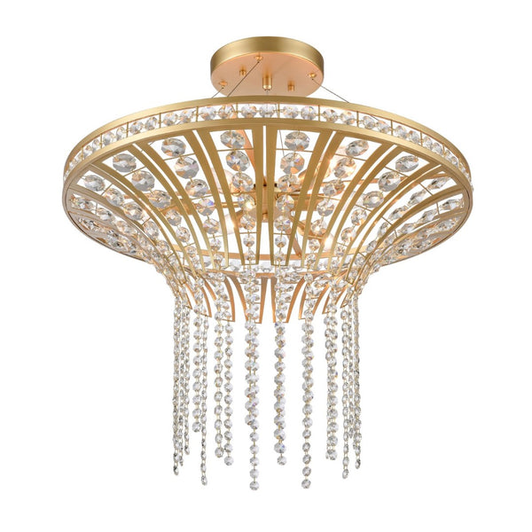 Atlas Fantania Contemporary 4-Light Chandelier with Cascading Crystals for Modern Glamour in Any Room Champagne Gold 24'' CL11168-GD