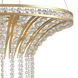 Atlas Fantania Contemporary 4-Light Chandelier with Cascading Crystals for Modern Glamour in Any Room Champagne Gold 24'' CL11168-GD