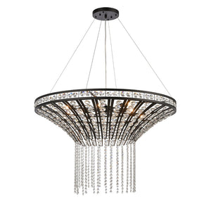 Atlas Fantania Contemporary 4-Light Chandelier with Cascading Crystals for Modern Glamour in Any Room Matte Black 36'' CL11169-BK