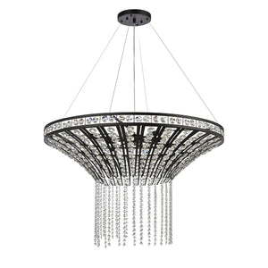 Atlas Fantania Contemporary 4-Light Chandelier with Cascading Crystals for Modern Glamour in Any Room Matte Black 36'' CL11169-BK