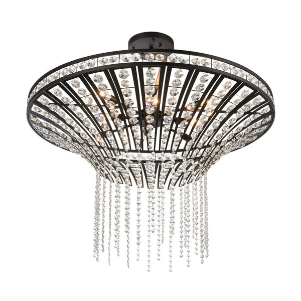 Atlas Fantania Contemporary 4-Light Chandelier with Cascading Crystals for Modern Glamour in Any Room Matte Black 36'' CL11169-BK