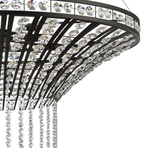 Atlas Fantania Contemporary 4-Light Chandelier with Cascading Crystals for Modern Glamour in Any Room Matte Black 36'' CL11169-BK