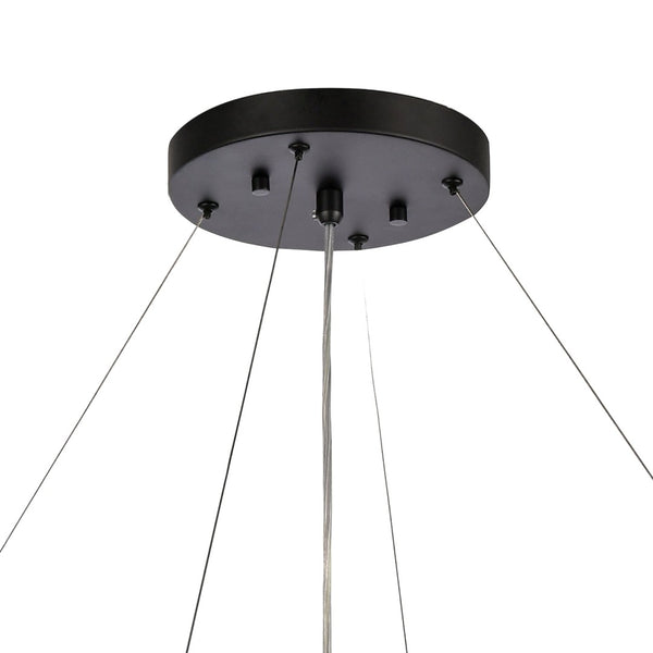 Atlas Fantania Contemporary 4-Light Chandelier with Cascading Crystals for Modern Glamour in Any Room Matte Black 36'' CL11169-BK