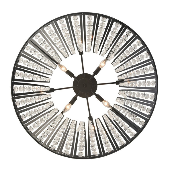 Atlas Fantania Contemporary 4-Light Chandelier with Cascading Crystals for Modern Glamour in Any Room Matte Black 36'' CL11169-BK