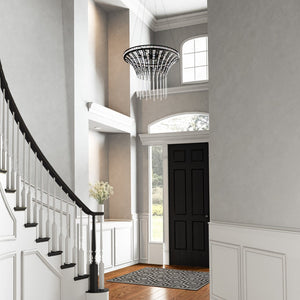 Atlas Fantania Contemporary 4-Light Chandelier with Cascading Crystals for Modern Glamour in Any Room Matte Black 36'' CL11169-BK