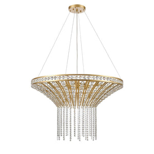 Atlas Fantania Contemporary 4-Light Chandelier with Cascading Crystals for Modern Glamour in Any Room Champagne Gold 36'' CL11169-GD