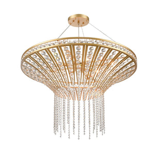 Atlas Fantania Contemporary 4-Light Chandelier with Cascading Crystals for Modern Glamour in Any Room Champagne Gold 36'' CL11169-GD