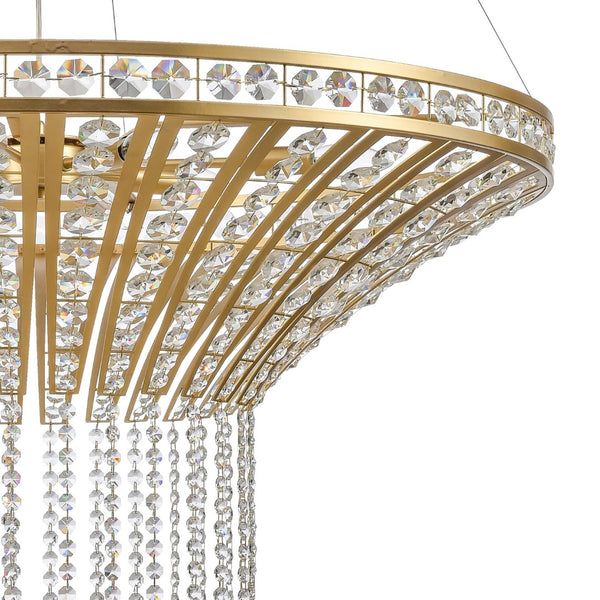 Atlas Fantania Contemporary 4-Light Chandelier with Cascading Crystals for Modern Glamour in Any Room Champagne Gold 36'' CL11169-GD