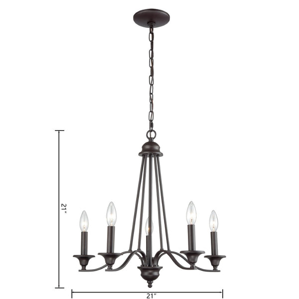 Atlas Farmington 21'' Wide 5-Light Chandelier - Elegant Oil Rubbed Bronze for Modern & Traditional Spaces CL11170-BZ