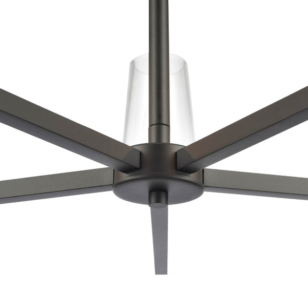 Atlas Fitzroy 5-Light Chandelier - Modern Sculptural Design with Geometric Elegance and Clear Glass Shades Matte Black 28'' CL11172-BK