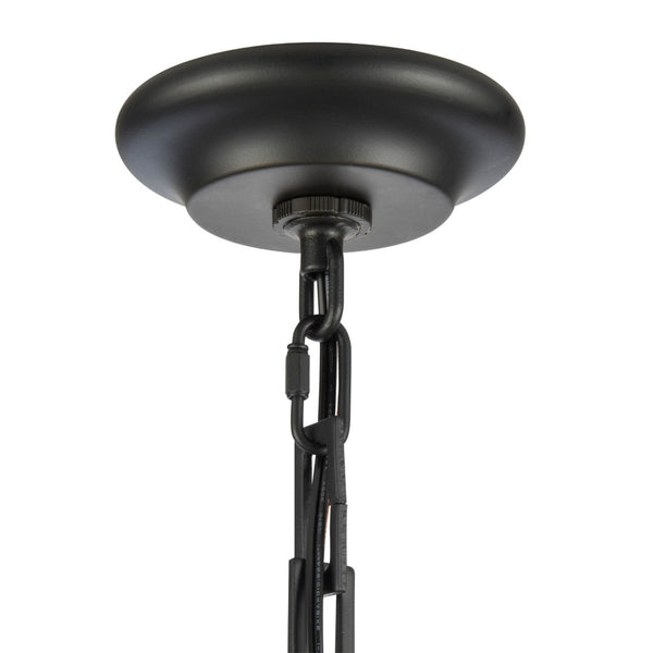 Atlas Fitzroy 5-Light Chandelier - Modern Sculptural Design with Geometric Elegance and Clear Glass Shades Matte Black 34'' CL11173-BK