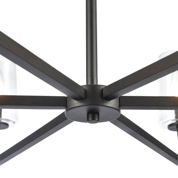 Atlas Fitzroy 5-Light Chandelier - Modern Sculptural Design with Geometric Elegance and Clear Glass Shades Matte Black 34'' CL11173-BK