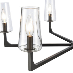 Atlas Fitzroy 5-Light Chandelier - Modern Sculptural Design with Geometric Elegance and Clear Glass Shades Matte Black 34'' CL11173-BK