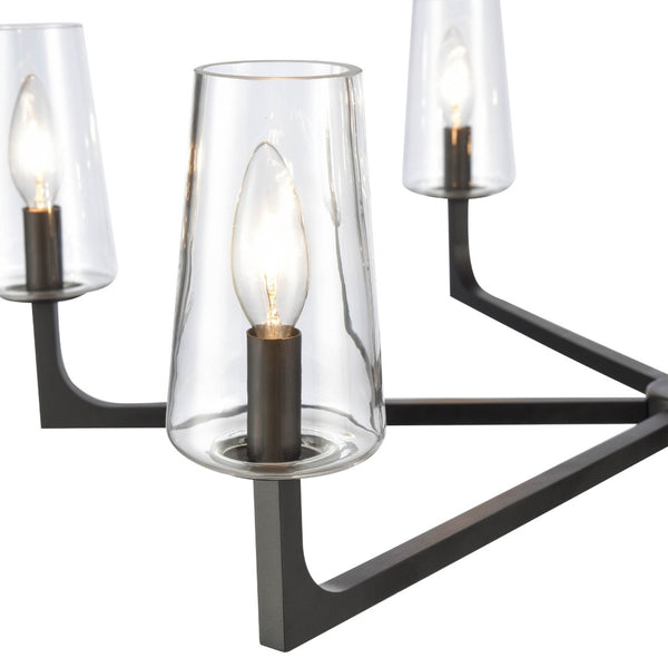 Atlas Fitzroy 5-Light Chandelier - Modern Sculptural Design with Geometric Elegance and Clear Glass Shades Matte Black 34'' CL11173-BK